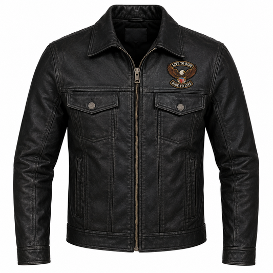custom embroidered patch on leather jacket